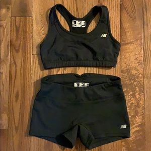 New Balance sports bra and biker shorts set black